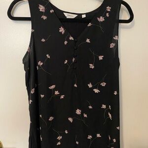 Reitmans Black Top with Pink Floral Design